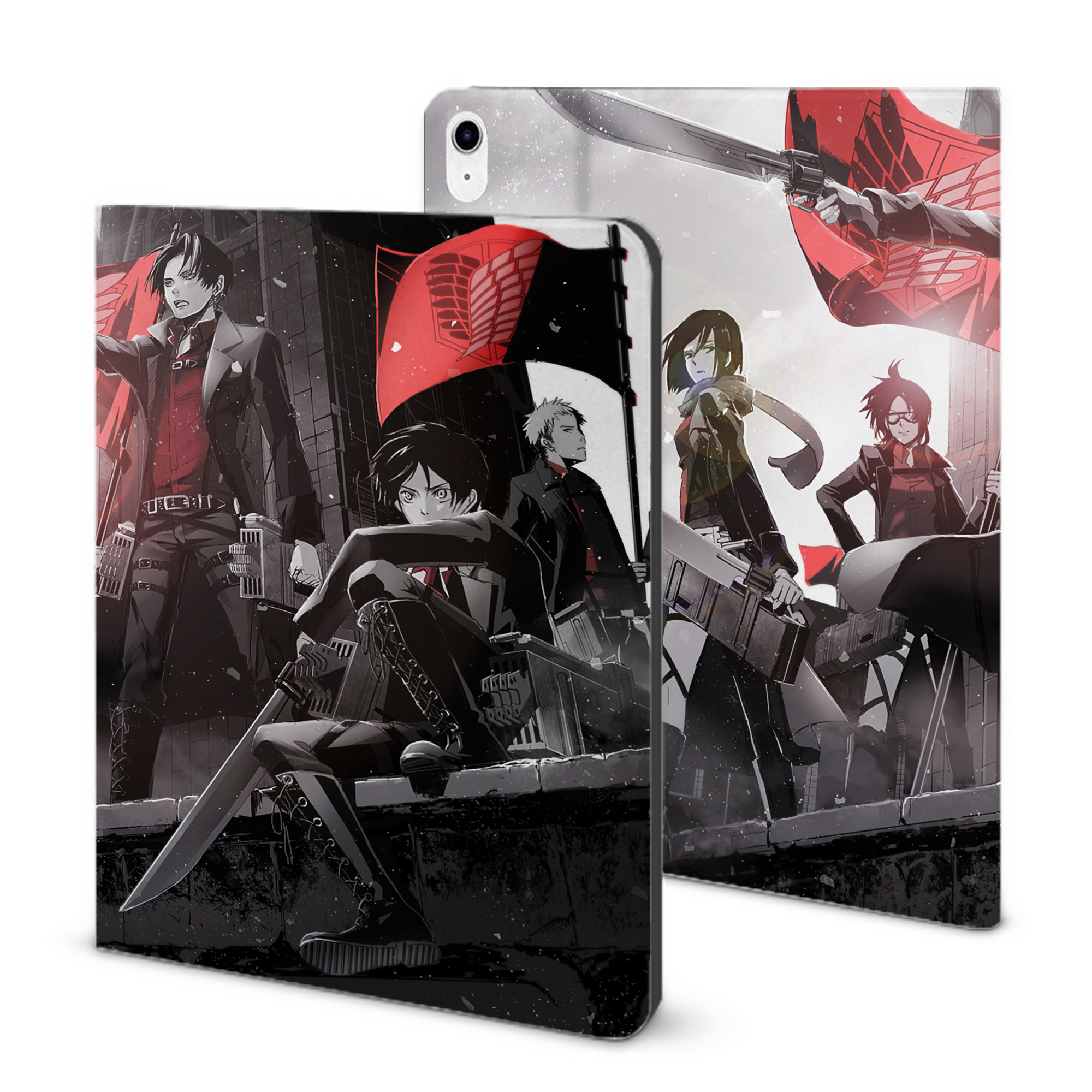 （画像用） 進撃の巨人 Attack on Titan IPad ケース ブック型 PUレザー TPU 耐衝撃 軽量 薄型 ペン収納なし 全面保護 IPad 各モデル対応